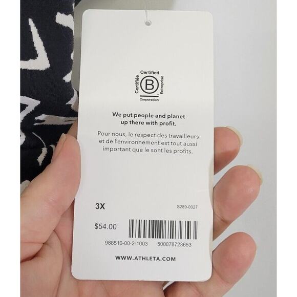 Athleta Black & White Floral Solace Textured Strappy Sports Bra Size 3X D-DD NWT - Picture 5 of 7